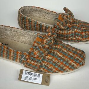 TOMS Alpargata Bow Cozy Houndstooth Womens Shoe Sz 11 Fall Orange Blue Academia